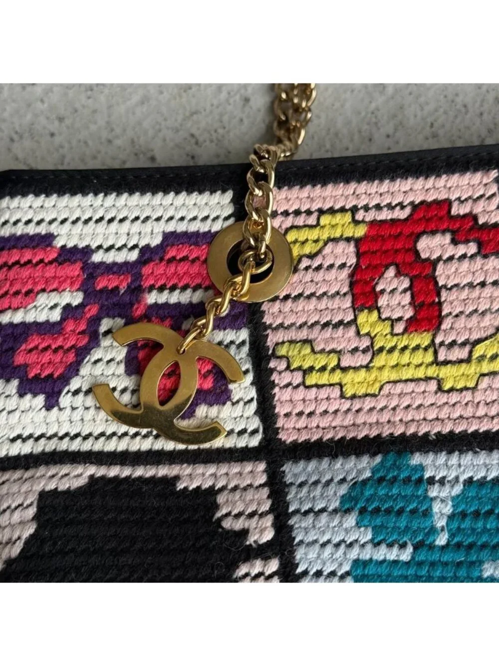 Chanel Precious Symbol Needle Point Multicolor Bag